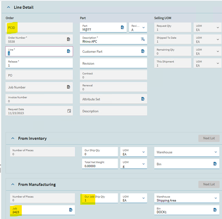 Reviewing the PCID in line detail